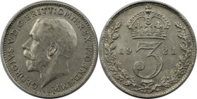 Europäische Münzen und Medaillen, Großbritannien / Vereinigtes Königreich / UK / United Kingdom. George V. (1910-1936). 3 Pence 1921, Silber. KM 813a....