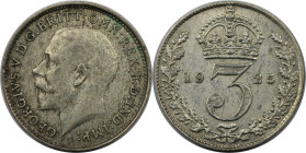 Europäische Münzen und Medaillen, Großbritannien / Vereinigtes Königreich / UK / United Kingdom. George V. (1910-1936). 3 Pence 1925, Silber. KM 813a....