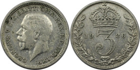 Europäische Münzen und Medaillen, Großbritannien / Vereinigtes Königreich / UK / United Kingdom. George V. (1910-1936). 3 Pence 1926, Silber. KM 813a....