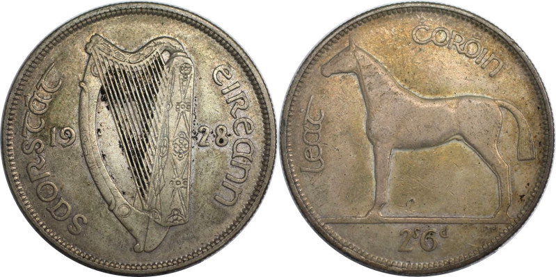 Europäische Münzen und Medaillen, Irland / Ireland. 1/2 Crown 1928. Silber. KM 8...