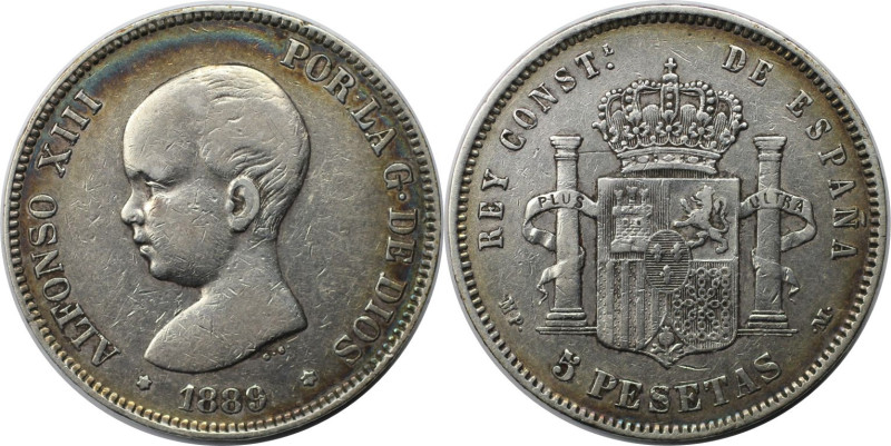 Europäische Münzen und Medaillen, Spanien / Spain. Alfonso XIII. 5 Pesetas 1889 ...