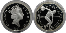 Weltmünzen und Medaillen, Cookinseln / Cook Islands. Olympiade Athen 2004 - Diskuswerfer. 10 Dollars 2001. 20,0 g. 0.925 Silber. 0.6 OZ. KM 473. Polie...