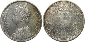 Weltmünzen und Medaillen, Indien / India. Britisch Indien. Viktoria (1837-1901). 1 Rupee 1885. Silber. KM 492. Stempelglanz