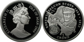 Weltmünzen und Medaillen, Isle of Man. Robert Falcon Scott. 1 Crown 1999. 28,28 g. 0.925 Silber. 0.84 OZ. KM 957a. Polierte Platte