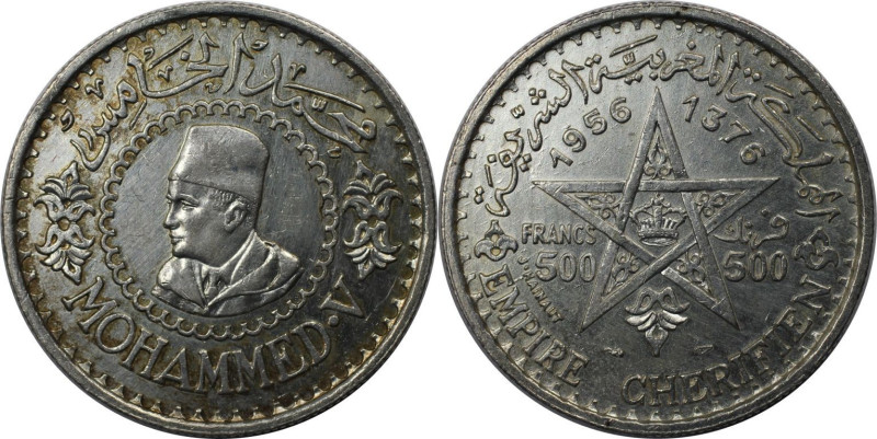 Weltmünzen und Medaillen, Marokko / Morocco. Mohammed V. 500 Francs 1956 (AH1376...