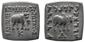 KINGS of BAKTRIA. Apollodotos I. 180-160 BC. AR Square Drachm