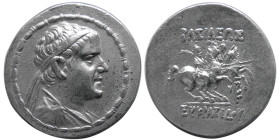 KINGS of BAKTRIA, Eukratides I. circa 171-145 BC. AR Drachm