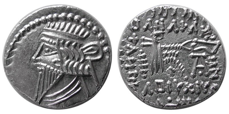 KINGS of PARTHIA. Mithradates V. Circa AD. 128-147. AR Drachm (3.77 gm; 19 mm). ...