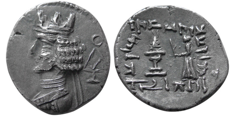 KINGS of PERSIS; Ardaxir II. 1st. Century BC. AR Drachm (4.07 gm; 20 mm). Type 1...