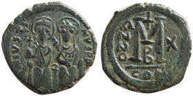 BYZANTINE EMPIRE, Justin II and Sophia. Æ half Follis