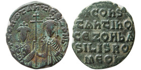 BYZANTINE EMPIRE. Constantine VII and ZOE. Æ Follis