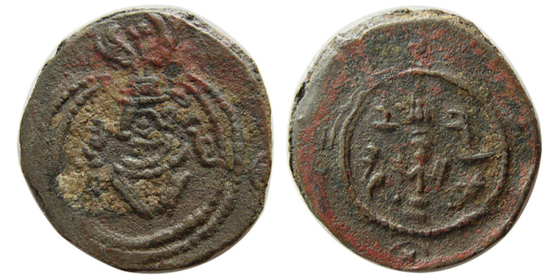 ARAB-SASANIAN; Khosrau II style. Æ (4.70 gm; 22 mm). Obverse, Sasanian (Khosrau ...