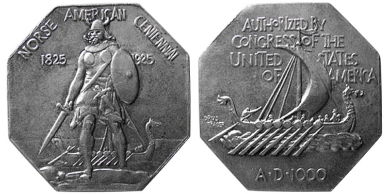 UNITED STATES. 1825-1925. Silver commemorative Norse American Centennial Medal, ...