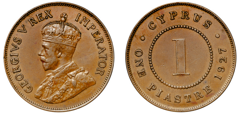 Cyprus, British Administration, George V, 1910-1936. Piastre, 1927, Royal mint, ...