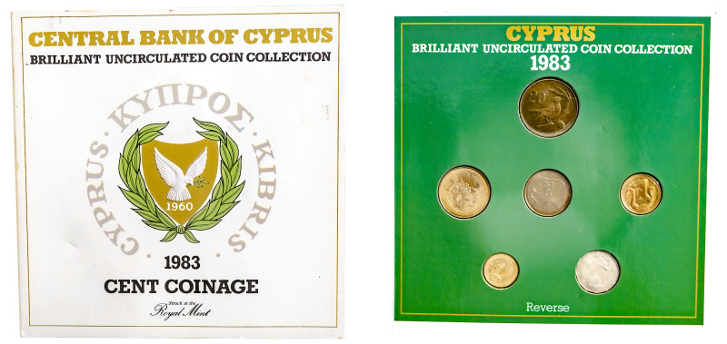 Cyprus, Republic, 1960-. Official Set, 1983, (1/2 Cent to 20 Cents), Royal mint ...