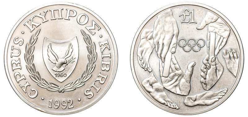 Cyprus, Republic, 1960-. Pound, 1992, Olympic Games Barcelona, 28.05g (KM67; Fit...
