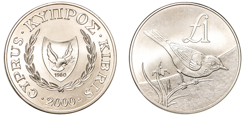 Cyprus, Republic, 1960-. Pound, 2000, Cyprus Wildlife Series - Cyprus Bird, 28.1...