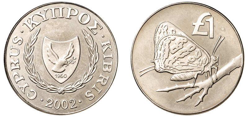 Cyprus, Republic, 1960-. Pound, 2002, Cyprus Wildlife Series - Cyprus Butterfly,...