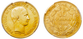 Greece, King George I, 1863-1913. AV 10 Drachmai, 1876 A, Paris mint (KM48; Divo 48; IV12; Fr. 16).

Graded AU50 PCGS.