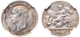 Greece, King George I, 1863-1913. Drachma, 1910, Second Type, Paris mint (KM60; Divo 54a; IV24). 

Graded MS61 NGC.

From the “Athanasios” collection....