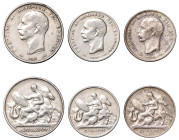 Greece, King George I, 1863-1913. Lot of 3 coins comprising Drachma (2), 1910, Second Type, Paris mint, 4.92g and 4.96g (KM60; Divo 54a; IV24) and 2 D...