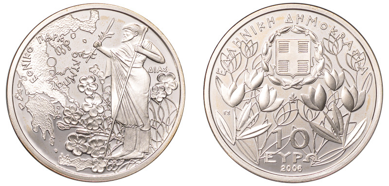 Greece, Third Republic, 1974-. AR Proof 10 Euros, 2006, Mount Olympus-Zeus - Ser...