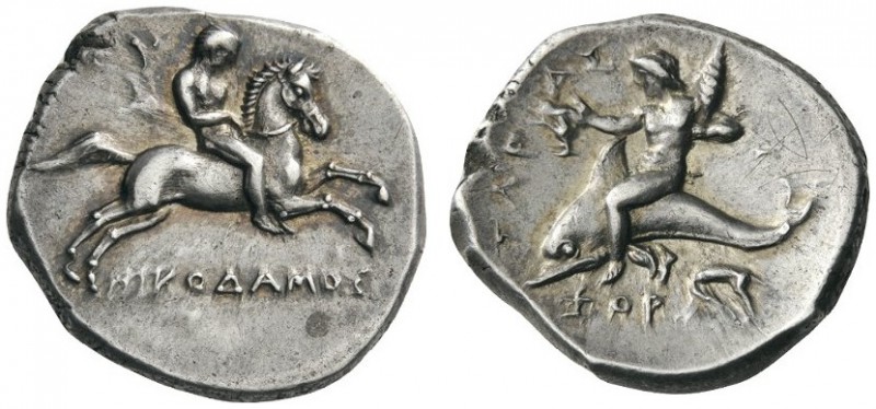  GREEK COINS   Calabria   Tarentum, c. 281-270 BC. Stater (Silver, 21mm, 7.84g 5...