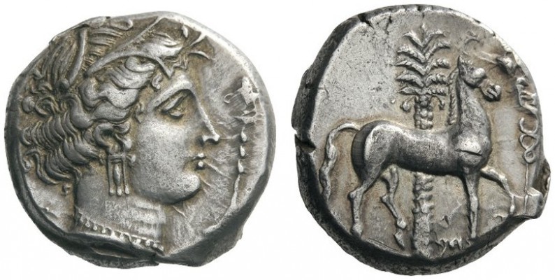  GREEK COINS   Sicily   Entella , Punic issues,  c. 345/38-320/15 BC. Tetradrach...