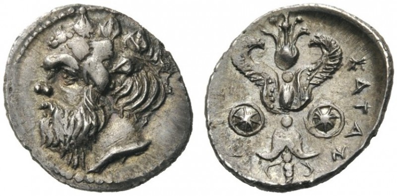  GREEK COINS   Sicily   Katane, c. 415/3-404 BC. Litra (Silver, 12mm, 0.84g 6). ...