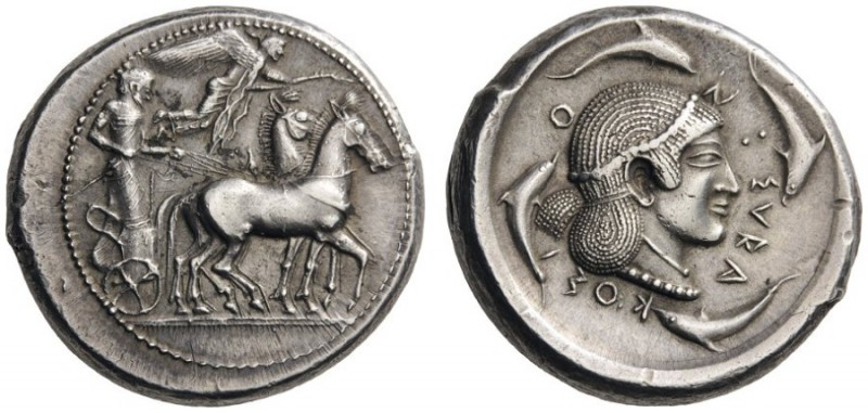  GREEK COINS   Sicily   Syracuse, c. 415-405 BC. Gelon I,  485-478 BC. Tetradrac...
