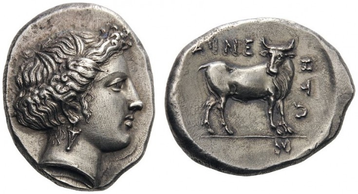 GREEK COINS   Macedon   Aineia, mid 4th century BC. Tetradrachm (Silver, 25mm, ...