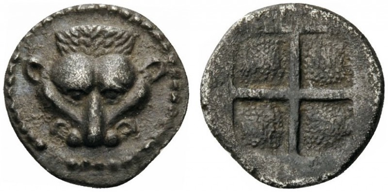  GREEK COINS   Macedon   Akanthos, c. 480-470 BC. Obol (Silver, 9mm, 0.50g). Hea...