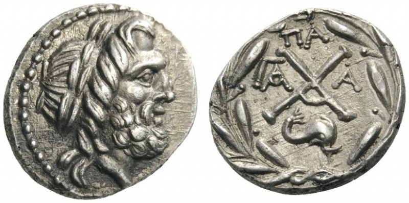 GREEK COINS   Achaia   Achaian League. Patrai, c. 86 BC. Hem­idrachm (Silver, 1...