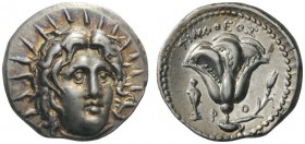  GREEK COINS   Islands off Caria   Rhodos. Rhodes, c . 408/7-404 BC. c. 250-229 BC. Didrachm (Silver, 20mm, 6.71g 12), Timotheos. Radiate head of Heli...