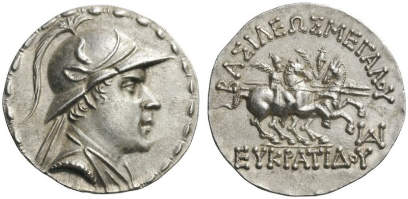  GREEK COINS   Baktria   Greco-Baktrian Kingdom. Eukratides I, c. 170-145 BC. Te...