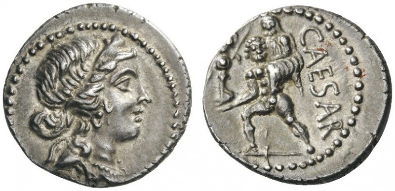  ROMAN AND BYZANTINE COINS   Julius Caesar. Denarius (Silver, 17mm, 3.91g 6), mi...