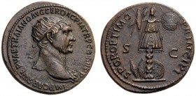  ROMAN AND BYZANTINE COINS   Caesarea, Cappadocia. Trajan, 98-117. Dupondius (Orichalcum, 28mm, 12.09g 6), Rome, 104. IMP CAES NERVAE TRAIANO AVG GER ...