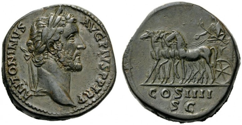  ROMAN AND BYZANTINE COINS   Antoninus Pius, 138-161. Sestertius (Orichalcum, 32...