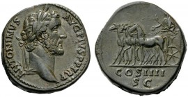 ROMAN AND BYZANTINE COINS   Antoninus Pius, 138-161. Sestertius (Orichalcum, 32mm, 27.03g 11), Rome, c. 146. ANTONINVS AVG PIVS P P TR P Laureate hea...