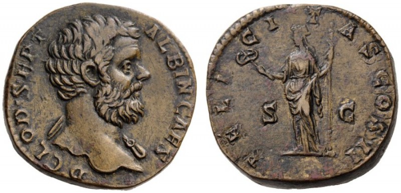  ROMAN AND BYZANTINE COINS   Clodius Albinus, as Caesar, 193-195. Sestertius (Br...