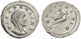  ROMAN AND BYZANTINE COINS   Diva Paulina, died before 235. Denarius (Silver, 19mm, 3.41g 8), Rome, second emission, 236. DIVA PAVLINA Veiled and drap...