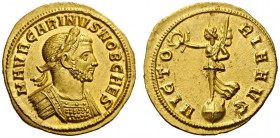  ROMAN AND BYZANTINE COINS   Carinus, as Caesar, 282-283. Aureus (Gold, 19mm, 4.49g 6), Siscia, 282. M AVR CARINVS NOB CAES Laure­ate and cuirassed bu...