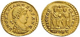  ROMAN AND BYZANTINE COINS   Gratian, 367-383. Solidus (Gold, 20mm, 4.46g 12), Trier, 374. D N GRATIANVS P F AVG Diademed and draped bust of Gratian t...
