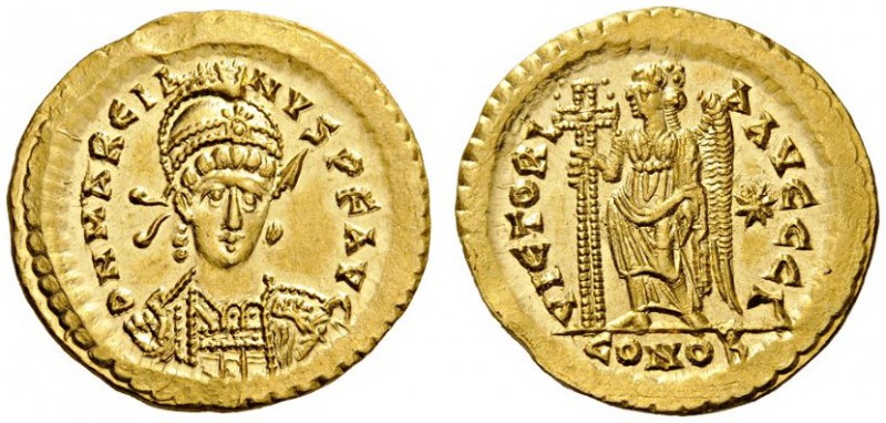  ROMAN AND BYZANTINE COINS   Marcian, 450-457. Solidus (Gold, 20mm, 4.51g 5), Co...