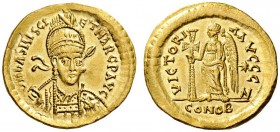  ROMAN AND BYZANTINE COINS   Basiliscus & Marcus, 475-476. Solidus (Gold, 21mm, 4.52g 6), Constantinople, mid 475-476. D N bASILISCI ET MARC P AVG Dia...