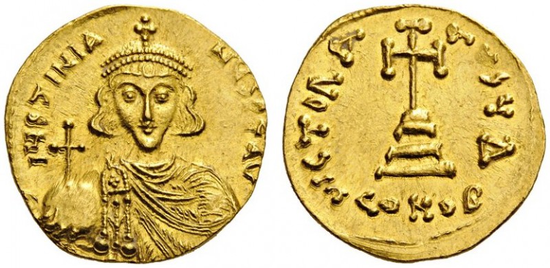  ROMAN AND BYZANTINE COINS   Justinian II, first reign, 685-695. Solidus (Gold, ...
