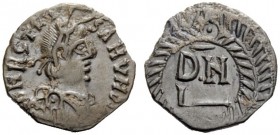 MIGRATION OF THE GERMAN TRIBES THE VANDALS 
 Thrasamund, 496-523 
 Half siliqua, Carthage 496-523, AR 0.92 g. DN RG THRA – SAMVNDV[S] Pearl-diademed...