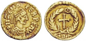 PSEUDO-IMPERIAL COINAGE 
 Odovacar, 476-493 
 In the name of Zeno, 474-491 . Tremissis, Ravenna 476-493, AV 1.42 g. DN ZENO – PERP AVC Draped, cuira...
