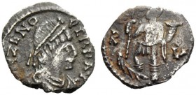 PSEUDO-IMPERIAL COINAGE 
 Odovacar, 476-493 
 In the name of Zeno, 474-491 . Half siliqua, Ravenna 476-491, AR 0.88 g. D N ZENO – PERP AVG Pearl-dia...