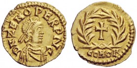 PSEUDO-IMPERIAL COINAGE 
 Odovacar, 476-493 
 In the name of Zeno, 474-491 . Tremissis, Mediolanum 476-493, AV 1.43 g. DN ZENO PERP AVC (AV ligate) ...